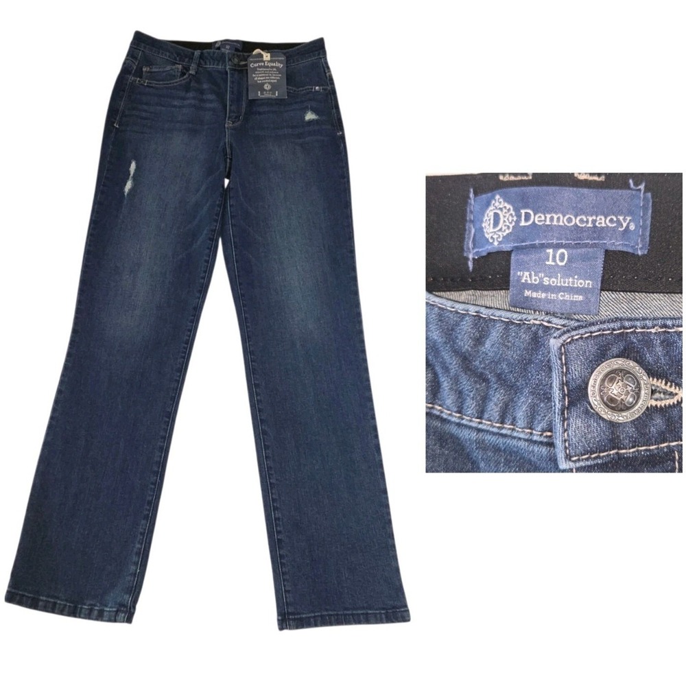 Democracy High Rise Booty Lift Tapered Jeans 10‎ Mold & Hold Ab Technology BLEV
